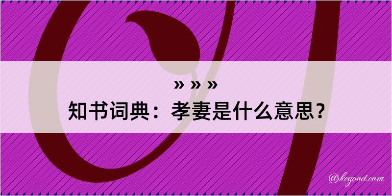 知书词典：孝妻是什么意思？