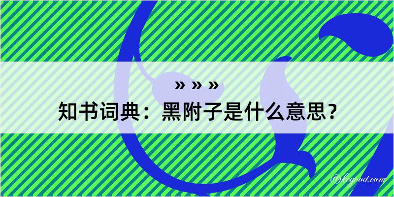 知书词典：黑附子是什么意思？