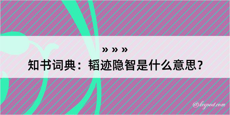 知书词典：韬迹隐智是什么意思？