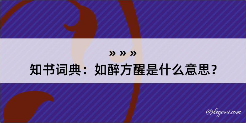 知书词典：如醉方醒是什么意思？