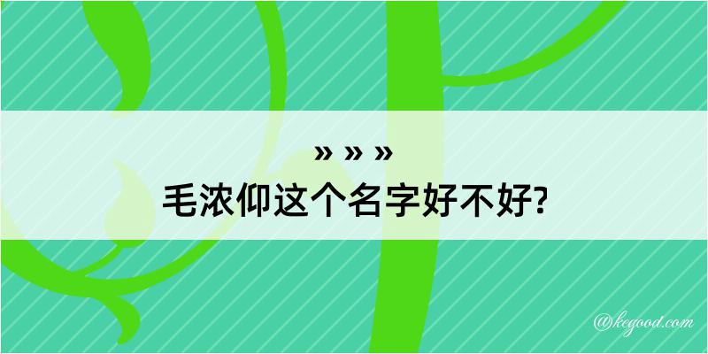 毛浓仰这个名字好不好?